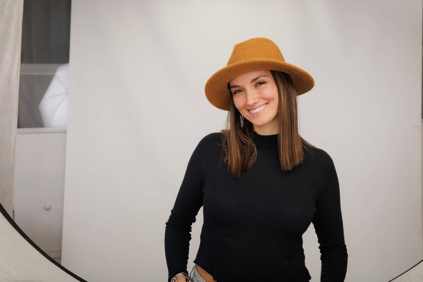 21S-0905 Boiled Wool Fedora Brim with Tie