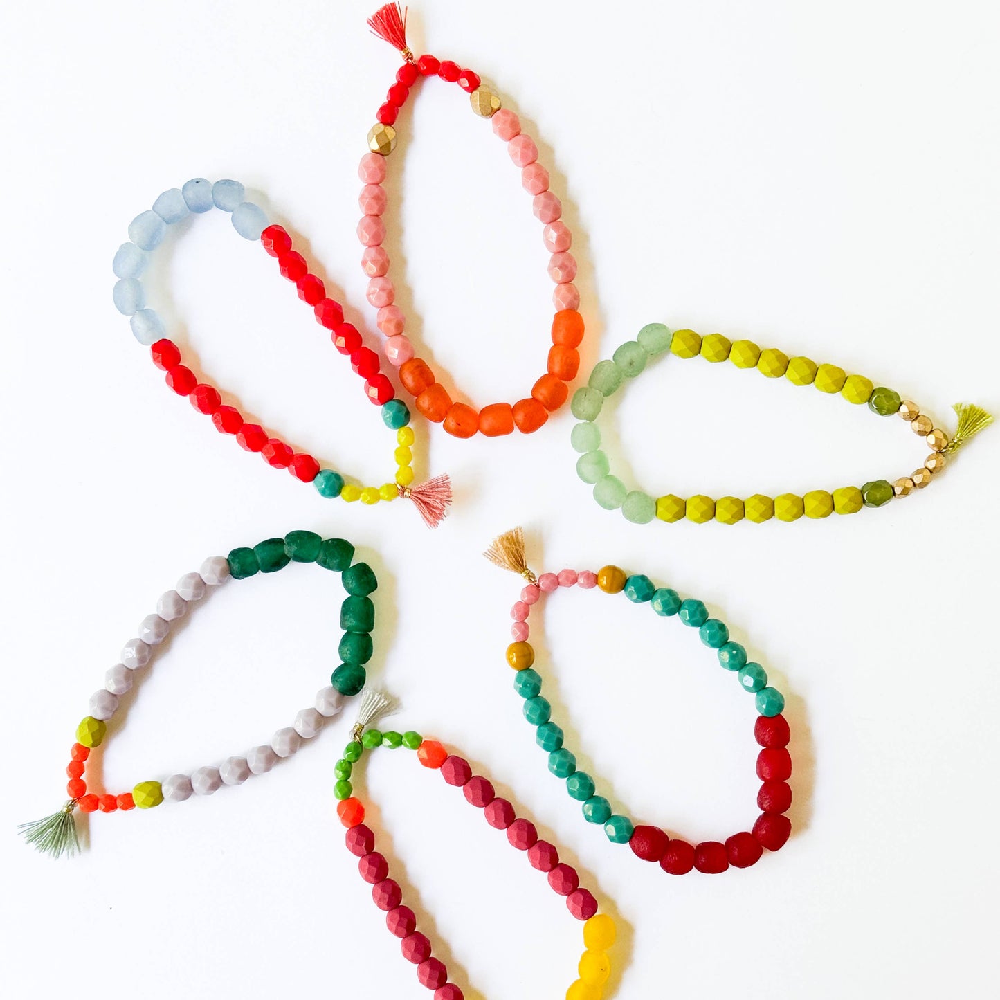 Multicolor Recycled African Glass And Mixed Bead Bracelet