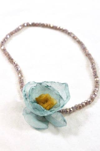 Off White Double Crystal Flower Bracelet -The Classics Collection- B1-1026