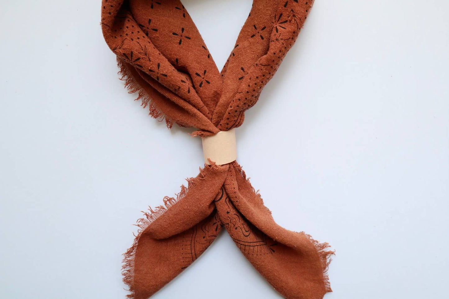 Terra Cotta Classic Print Naturally Dyed Bandana (black)