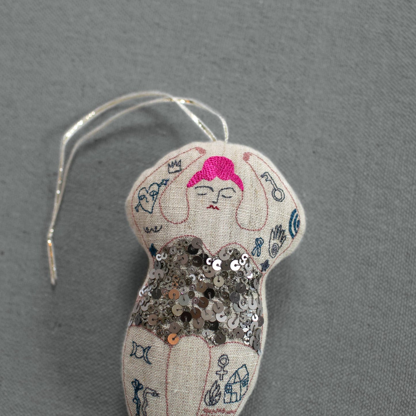 Tattooed Strong Lady - Cotton-filled Ornament, Token