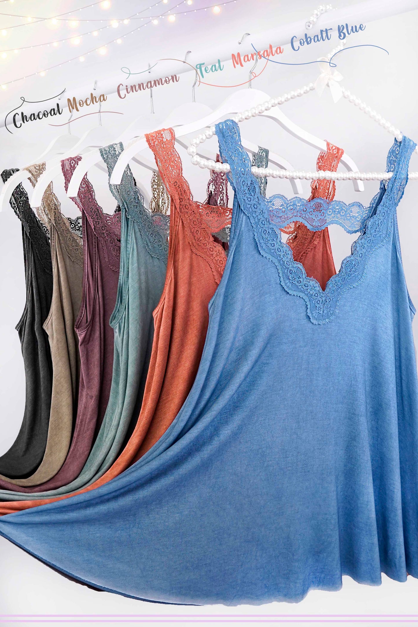Stretchy Dyed Fabric Back Detailed Lace Camisole