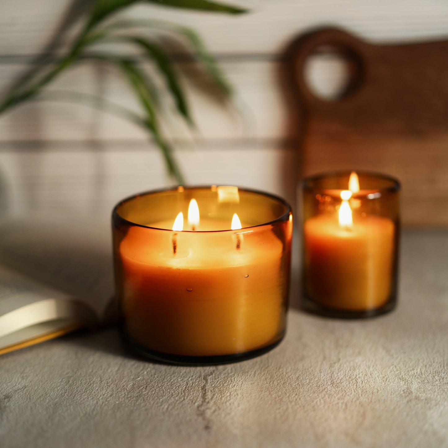 Pure Beeswax Jar Candle in Blown Glass Holder