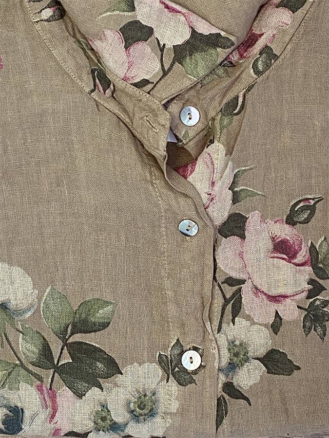 WOMEN'S - Linen FLORAL Teddy Shirt