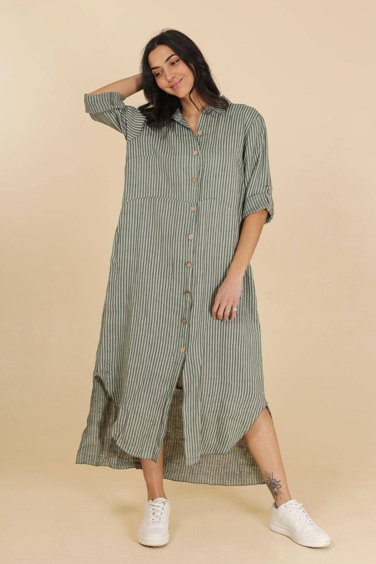 100% linen shirt dress made in Italy 821275