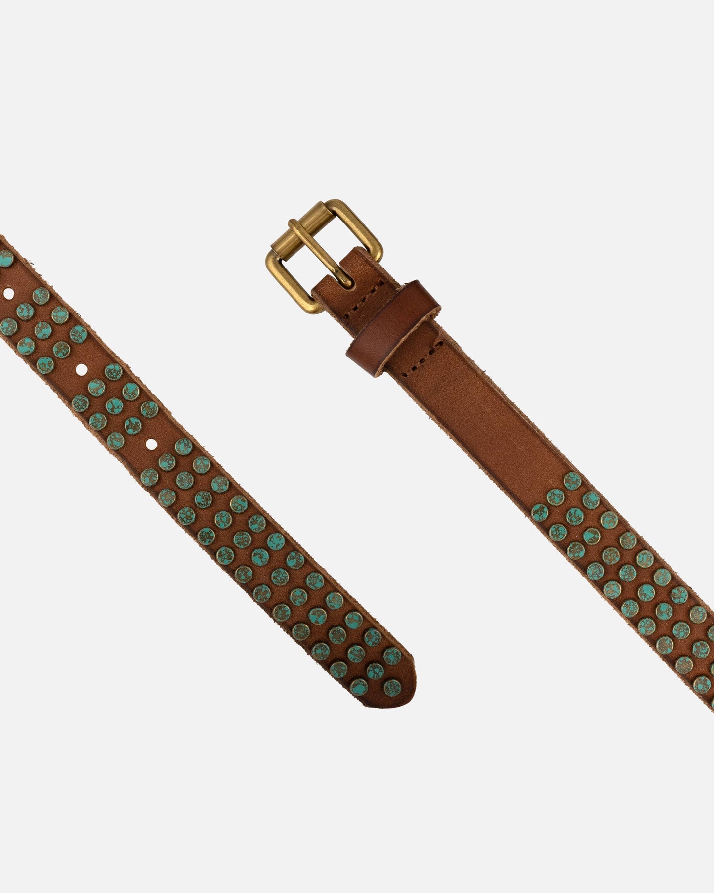 Azra | Leather Belt with Turquoise Patina Studs