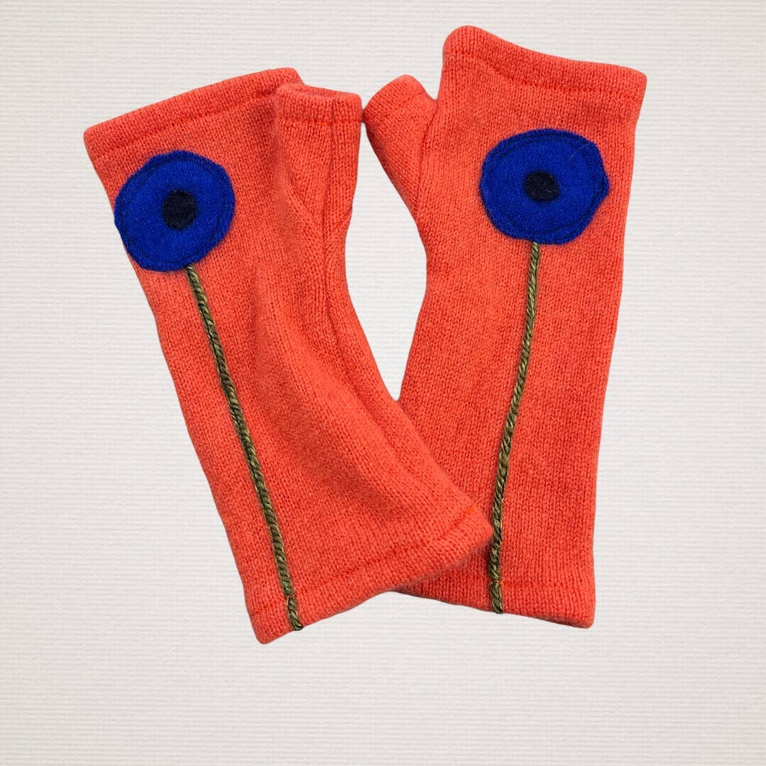 Fingerless Cashmere Gloves-Poppy