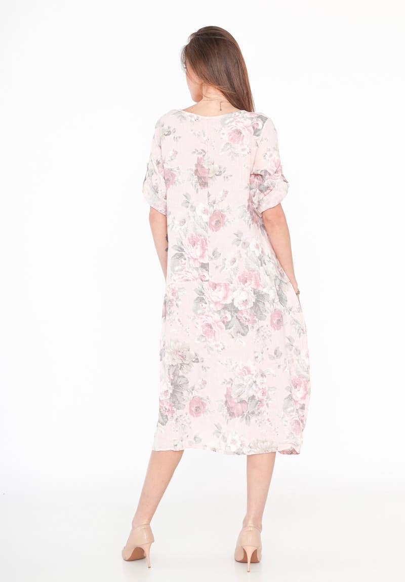 7697 LINEN DRESS, FLORAL SPRING SUMMER CLOTHING