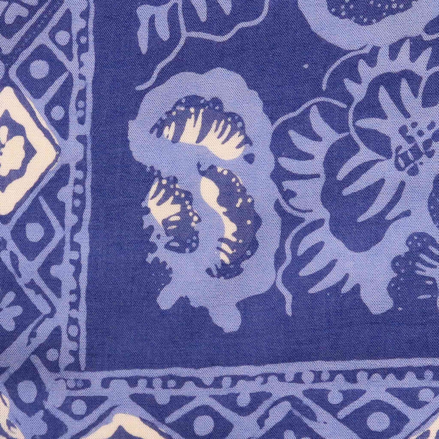 Batik Bandana Blue Roses, Lightweight 100% cotton, Hand Dyed Hand Painted