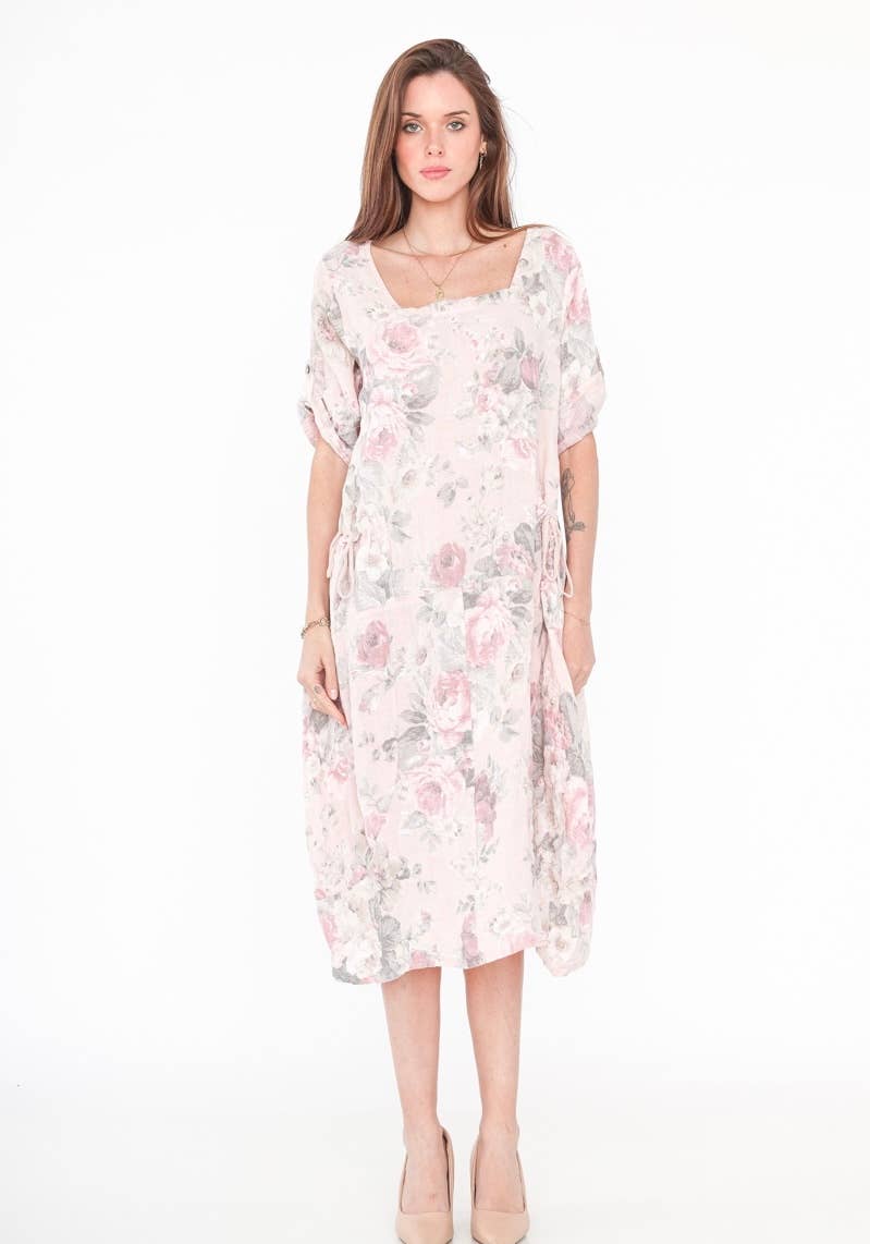 7697 LINEN DRESS, FLORAL SPRING SUMMER CLOTHING