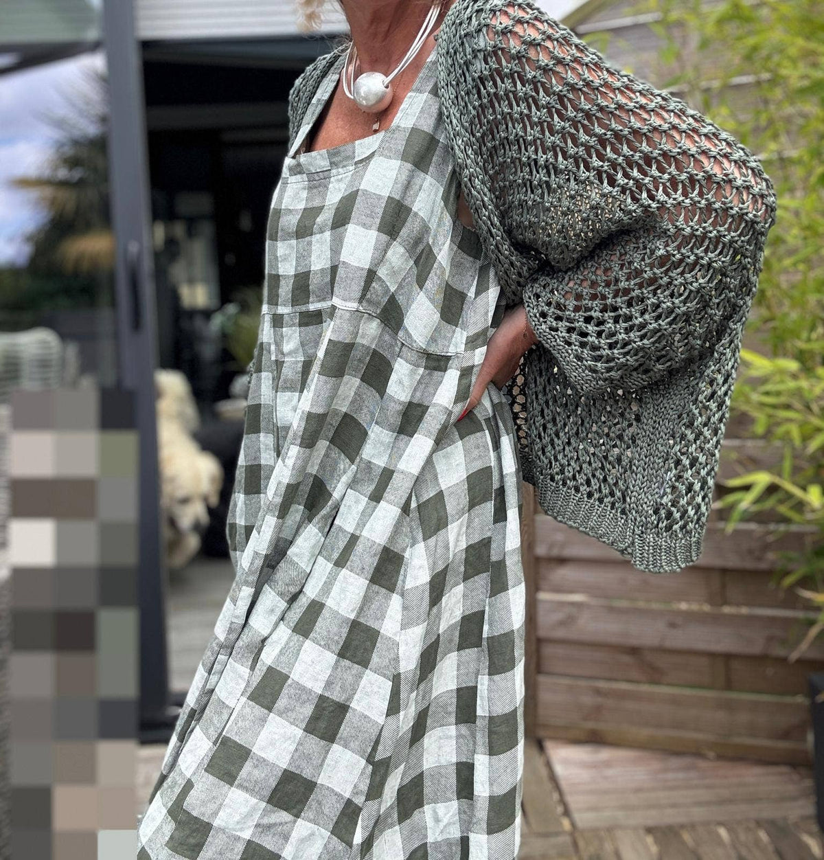 322 LINEN DRESS WITH VICHY CHECKS: CACCIU
