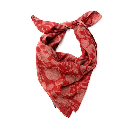 Red Block Print Bandana, Valentine Head Scarf Radha