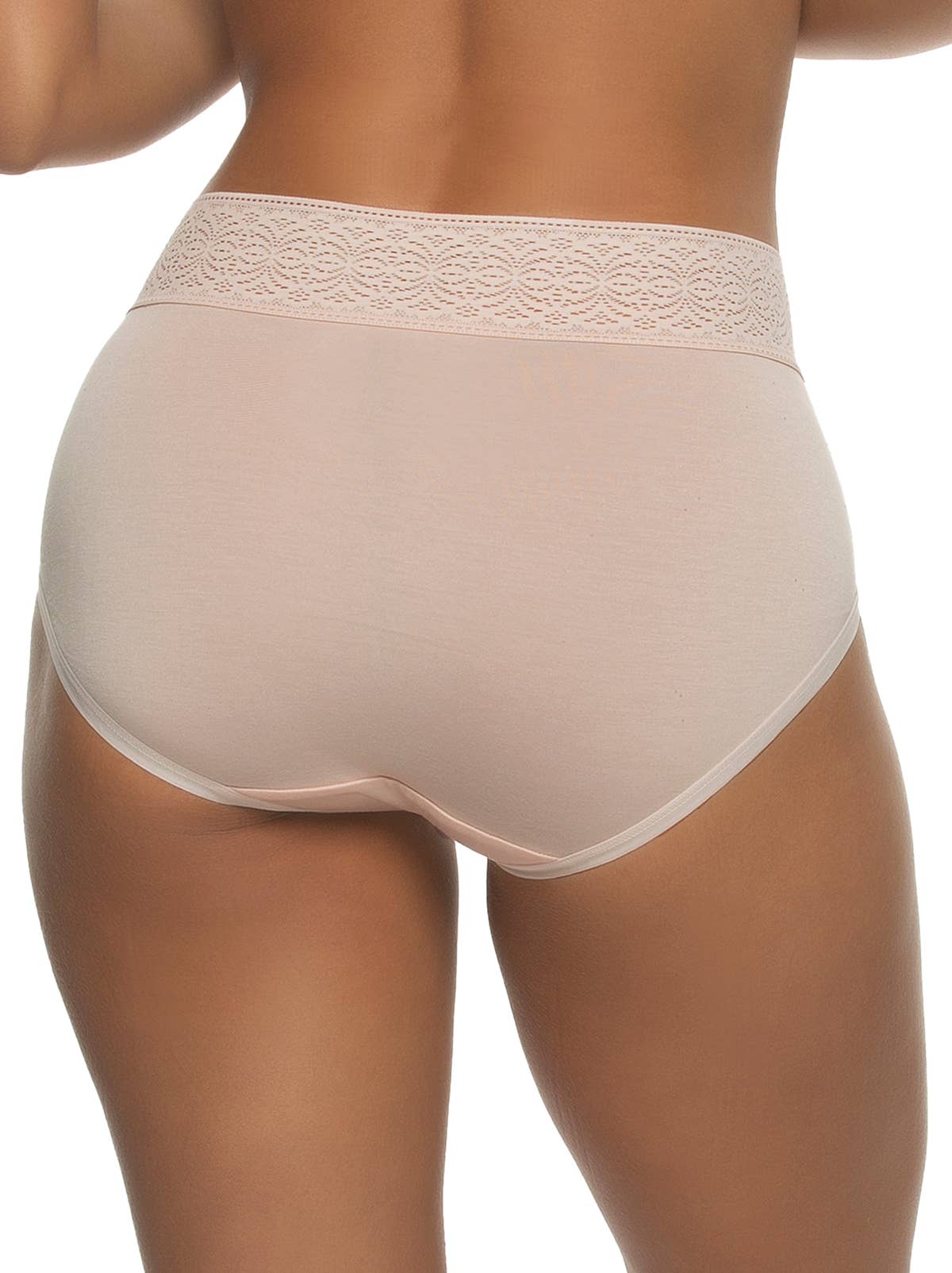 Serene Modal & Lace Brief - Peach Blush