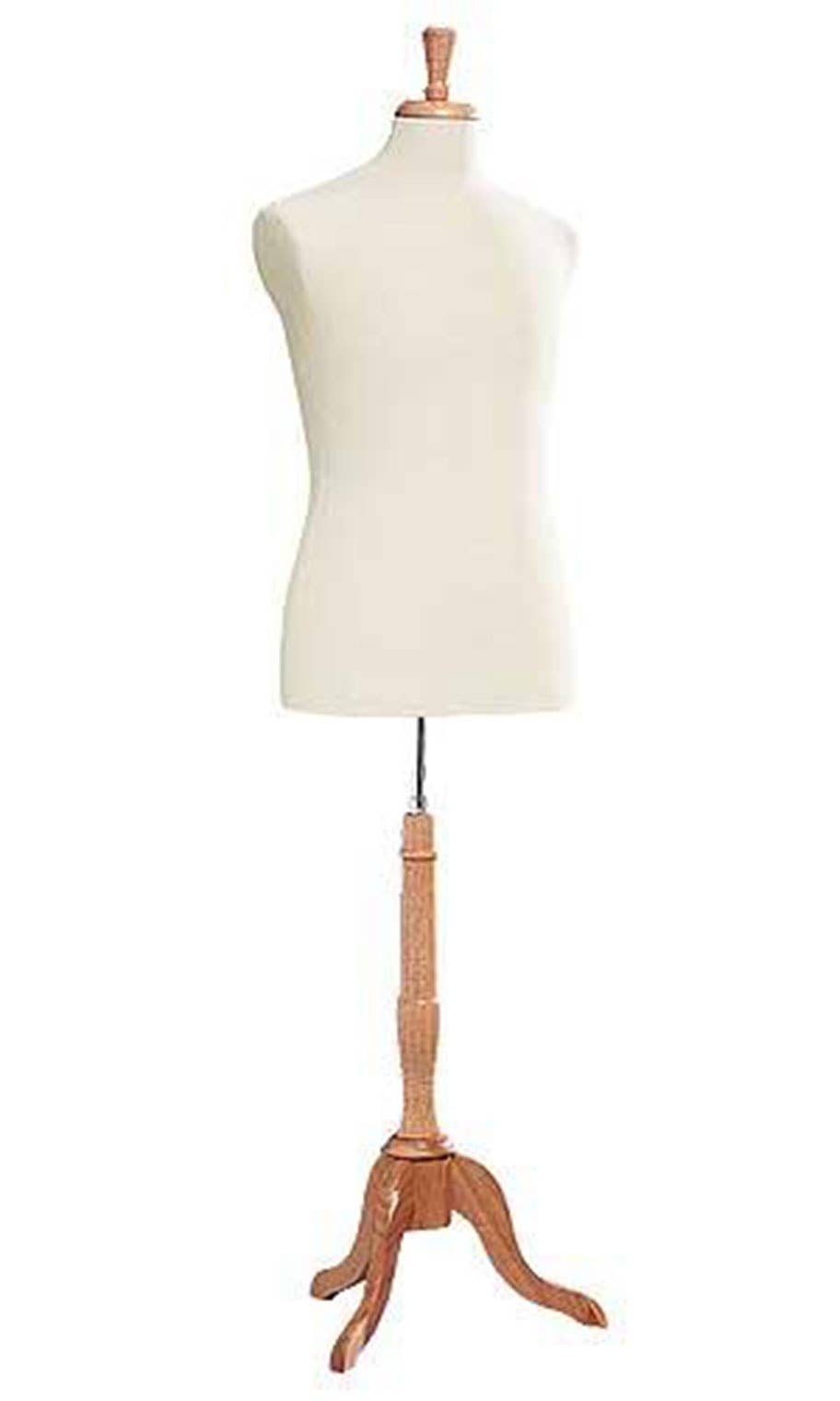 Male Off-White Jersey Suit Form with Wood Base and Finial
