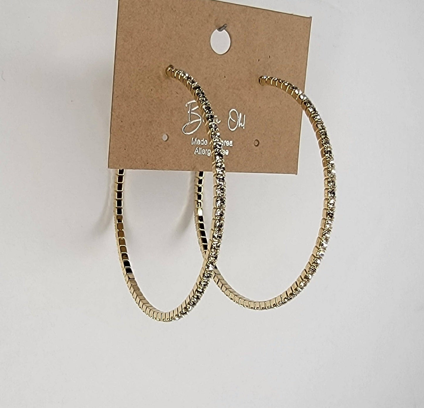 2 1/4" Diameter Large Size Rhinestone Hoop Earring