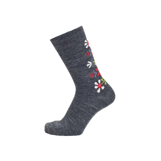 Cai Merino Wool Socks, "Monica" - Dark Gray
