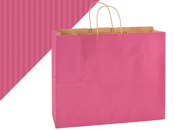 Recycled Shadow Stripe Kraft Paper Retail Shopping Bags