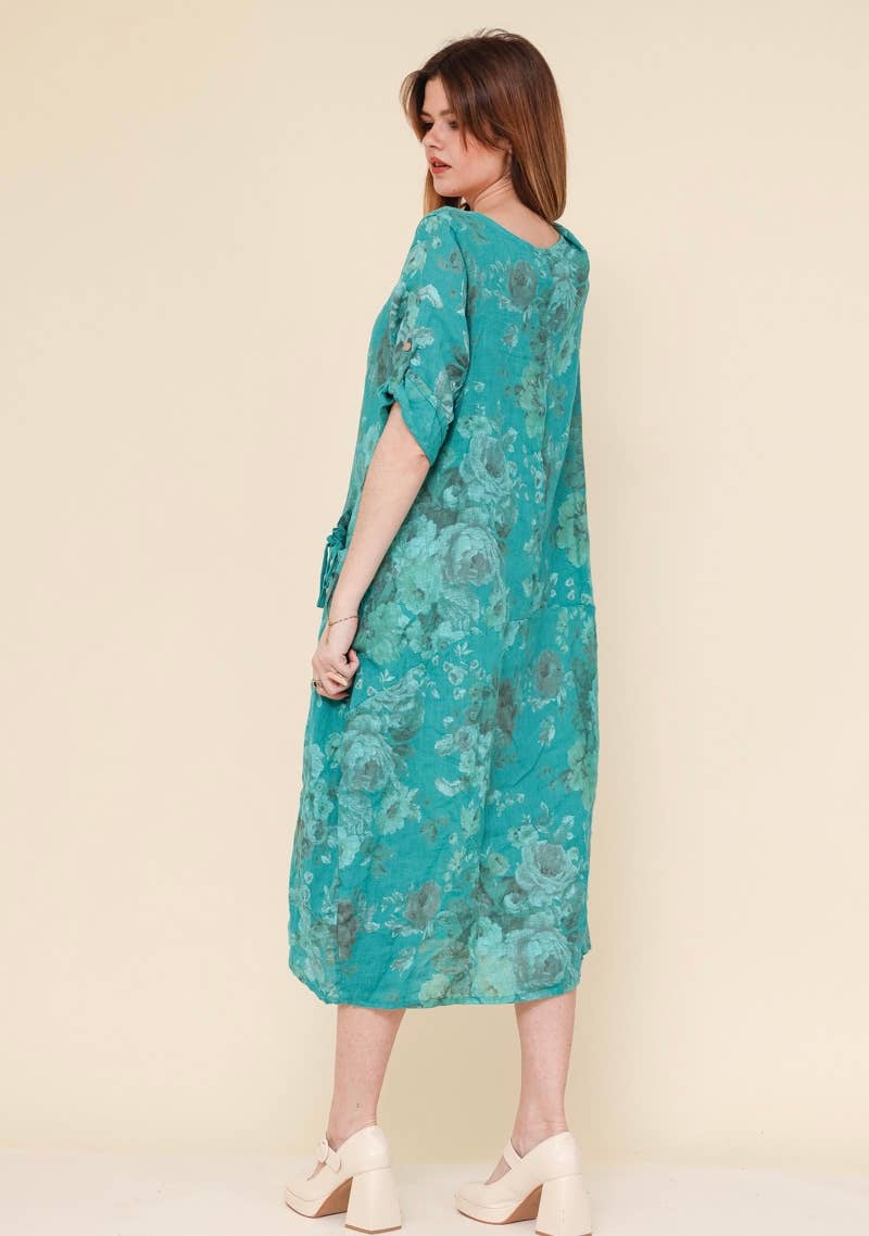 7697 LINEN DRESS, FLORAL SPRING SUMMER CLOTHING