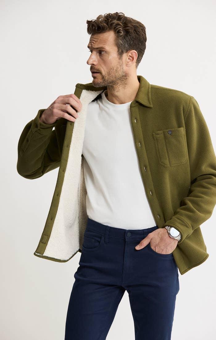 Sherpa Bonded Polar Fleece Shirt Jacket