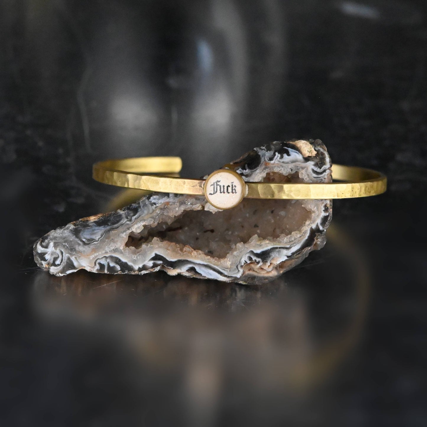 Thin Brass Cuff w/ Picture Image (Fuck)
