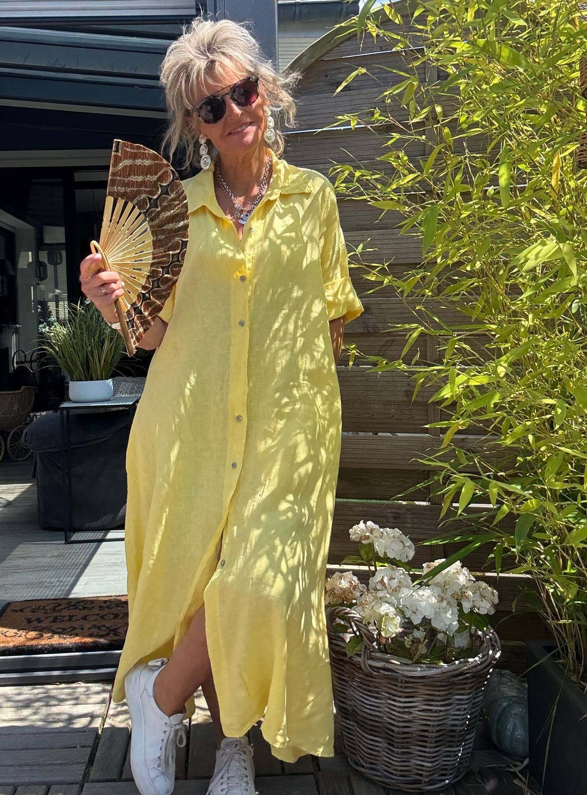 LONG LINEN DRESS WITH POCKETS