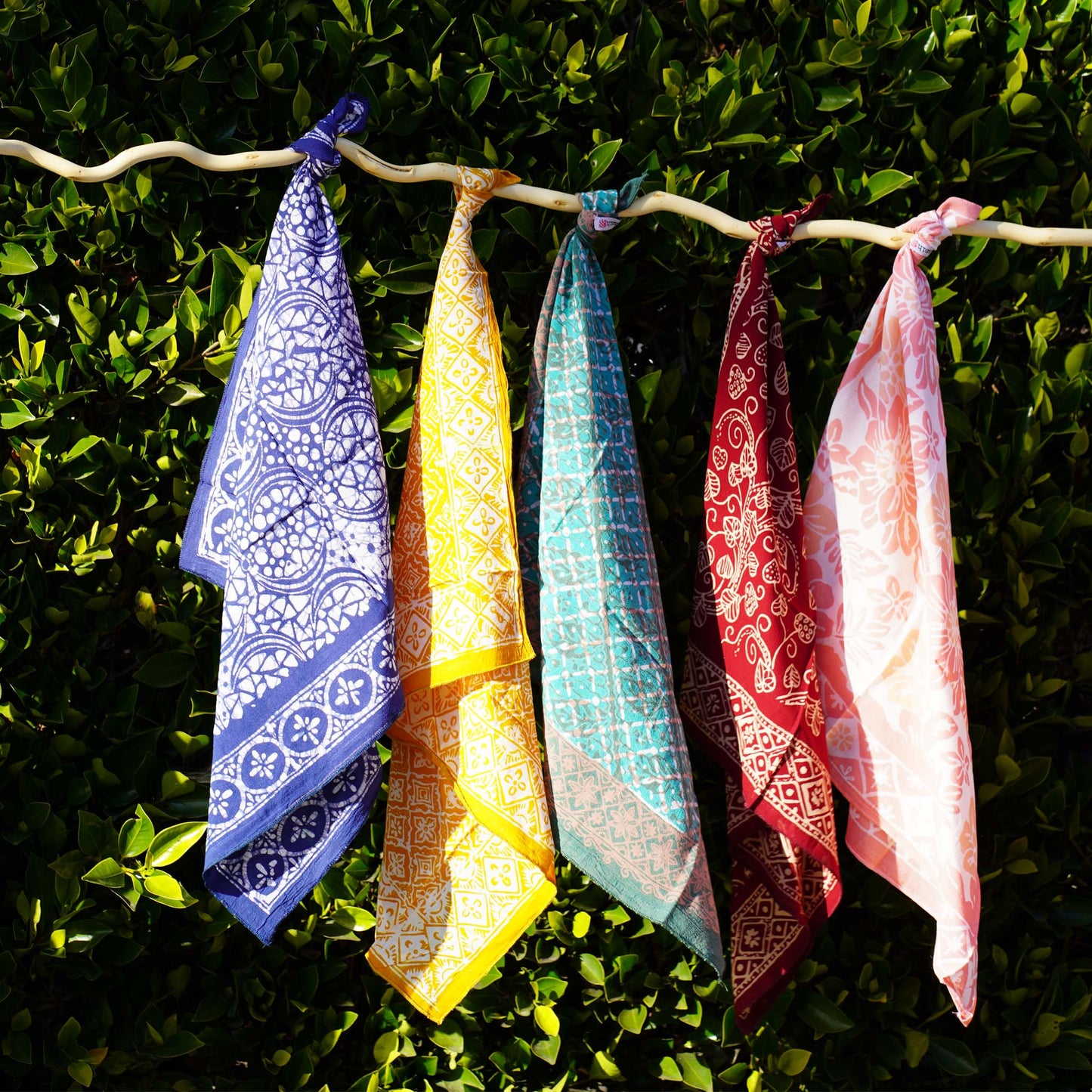 Hand Dyed Batik Bandana, 100% Soft Cotton, Charmed Canopy, Red