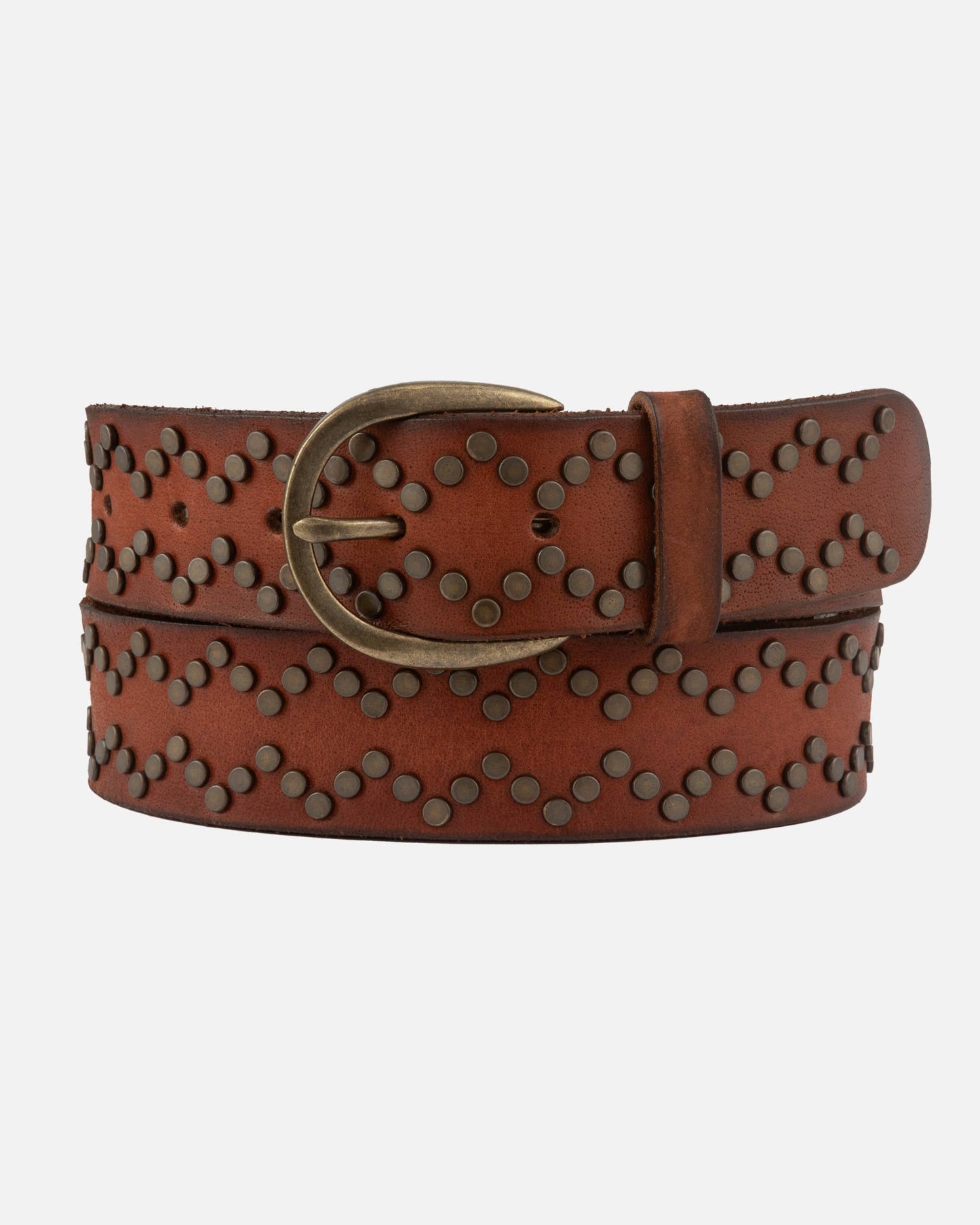 Demi | Oval Buckle Leather Studded Belt