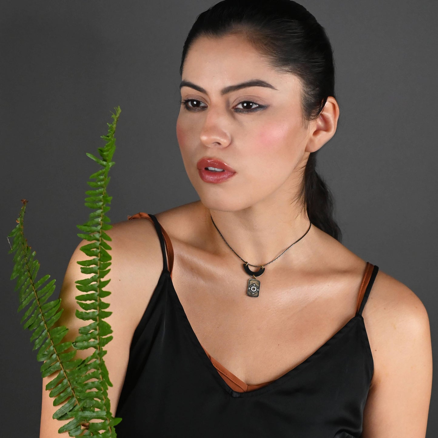 Mixed Metal Peace w/ Stones Necklace