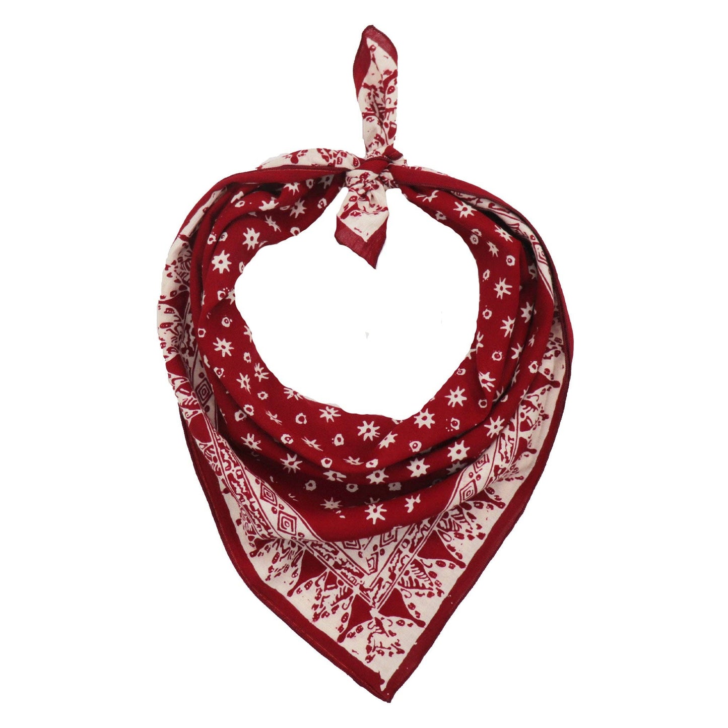 Hand Dyed Batik Bandana, 100% Soft Cotton, Celebrations, Red