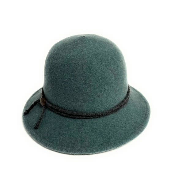 18S-1096 Boiled Wool Brim Hat with Tie And Buttons Accent