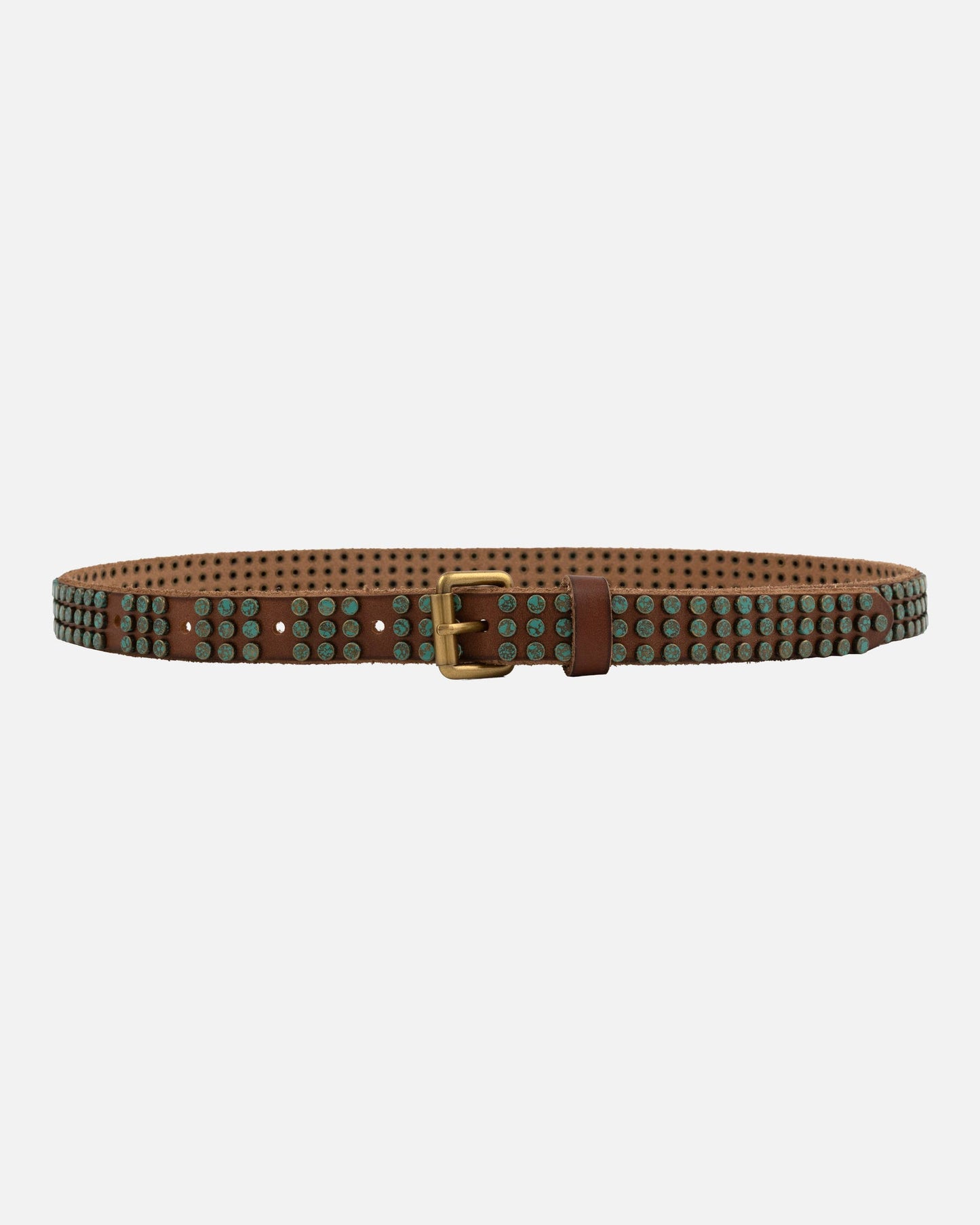 Azra | Leather Belt with Turquoise Patina Studs