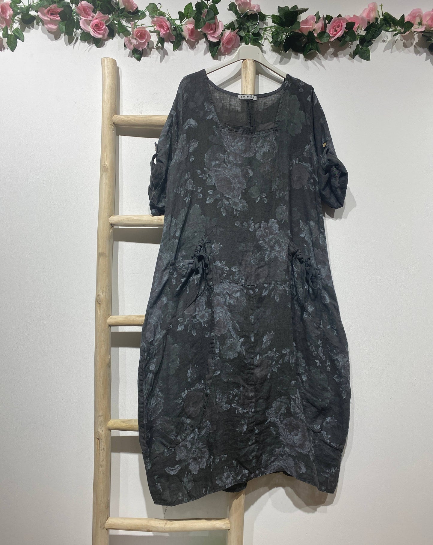 7697 LINEN DRESS, FLORAL SPRING SUMMER CLOTHING