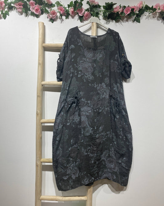 7697 LINEN DRESS, FLORAL SPRING SUMMER CLOTHING