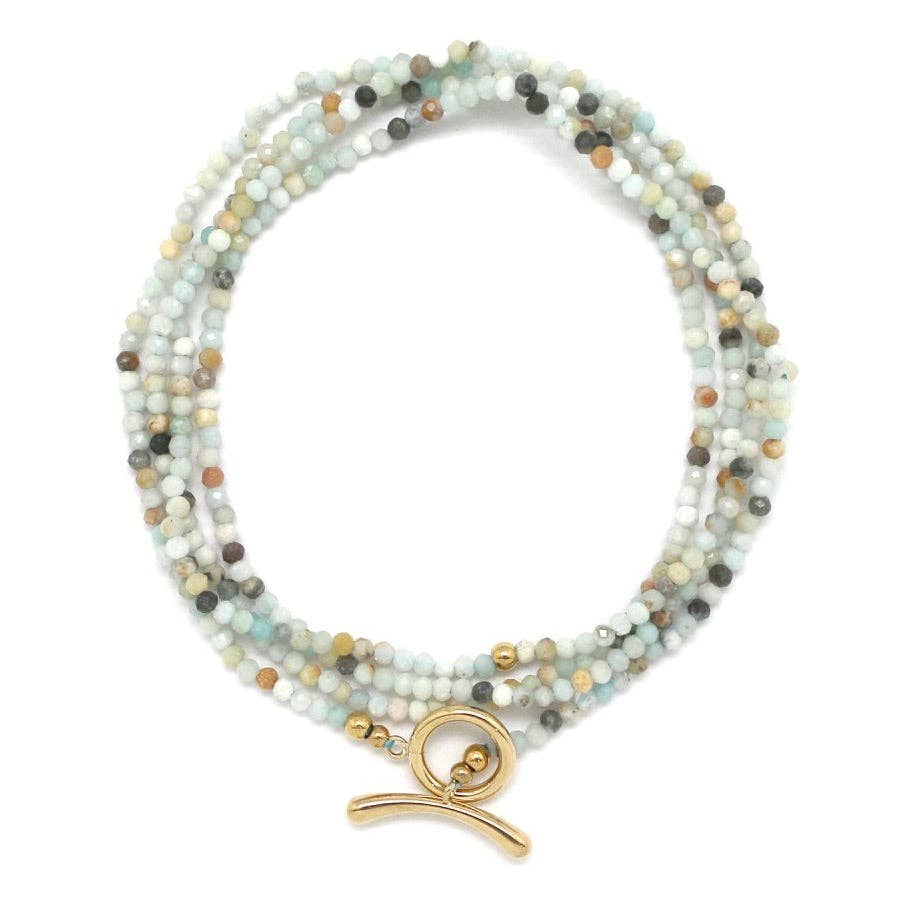 Faceted Amazonite Necklace or Wrap Bracelet N2-2385 -French Flair Collection-
