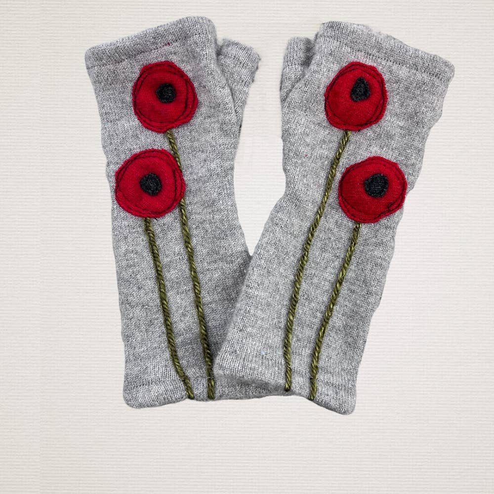 Fingerless Cashmere Gloves-Poppy
