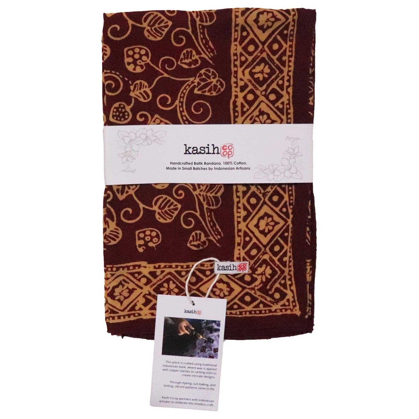 Hand Dyed Batik Bandana, 100% Soft Cotton, Charmed Canopy, Red