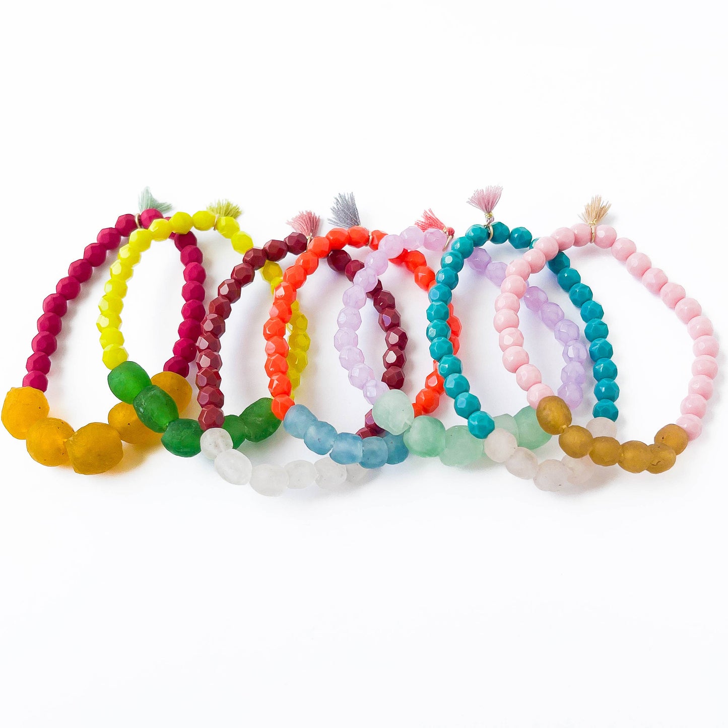 Recycled African Glass And Mixed Bead Bracelet