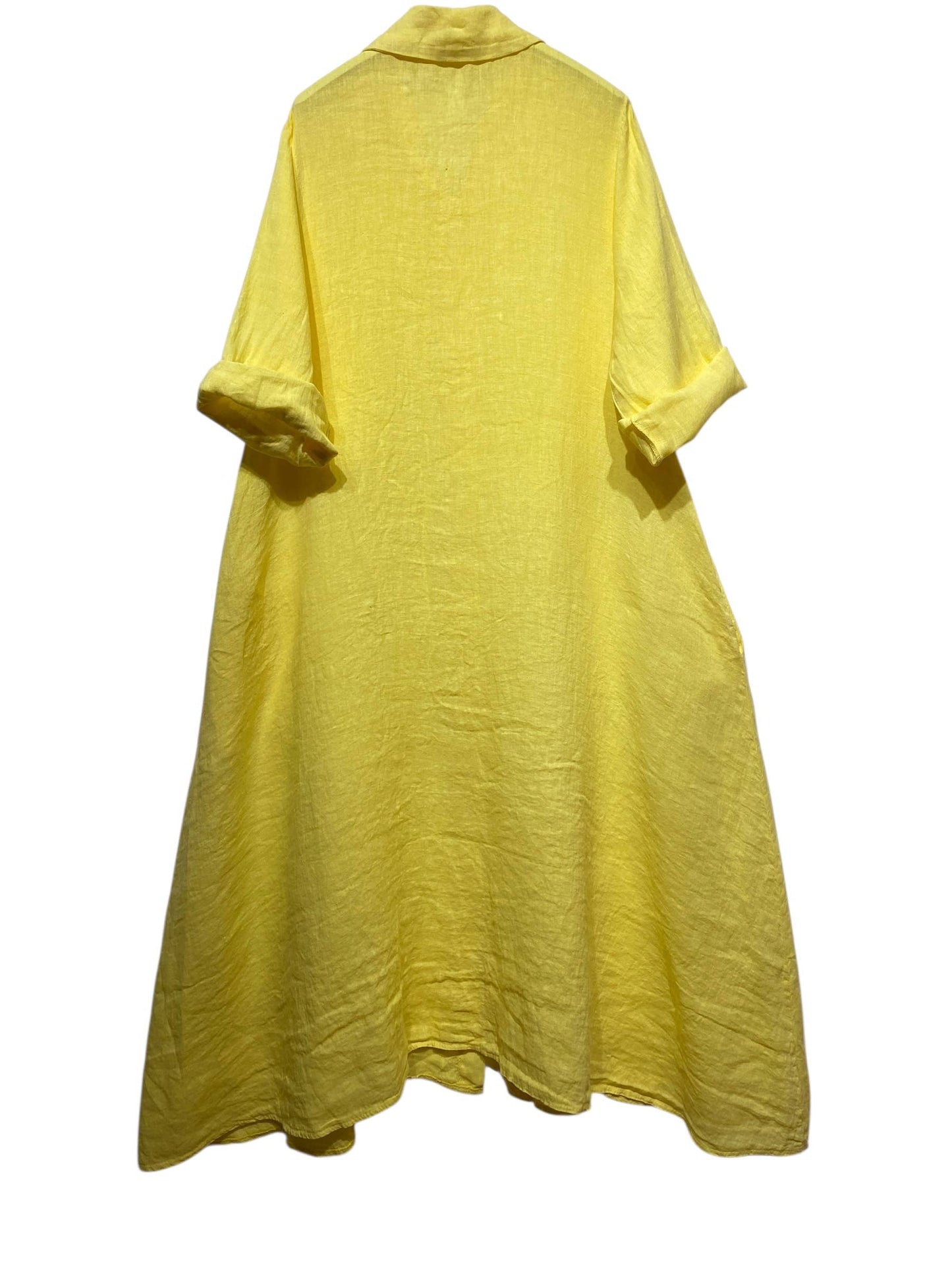 LONG LINEN DRESS WITH POCKETS