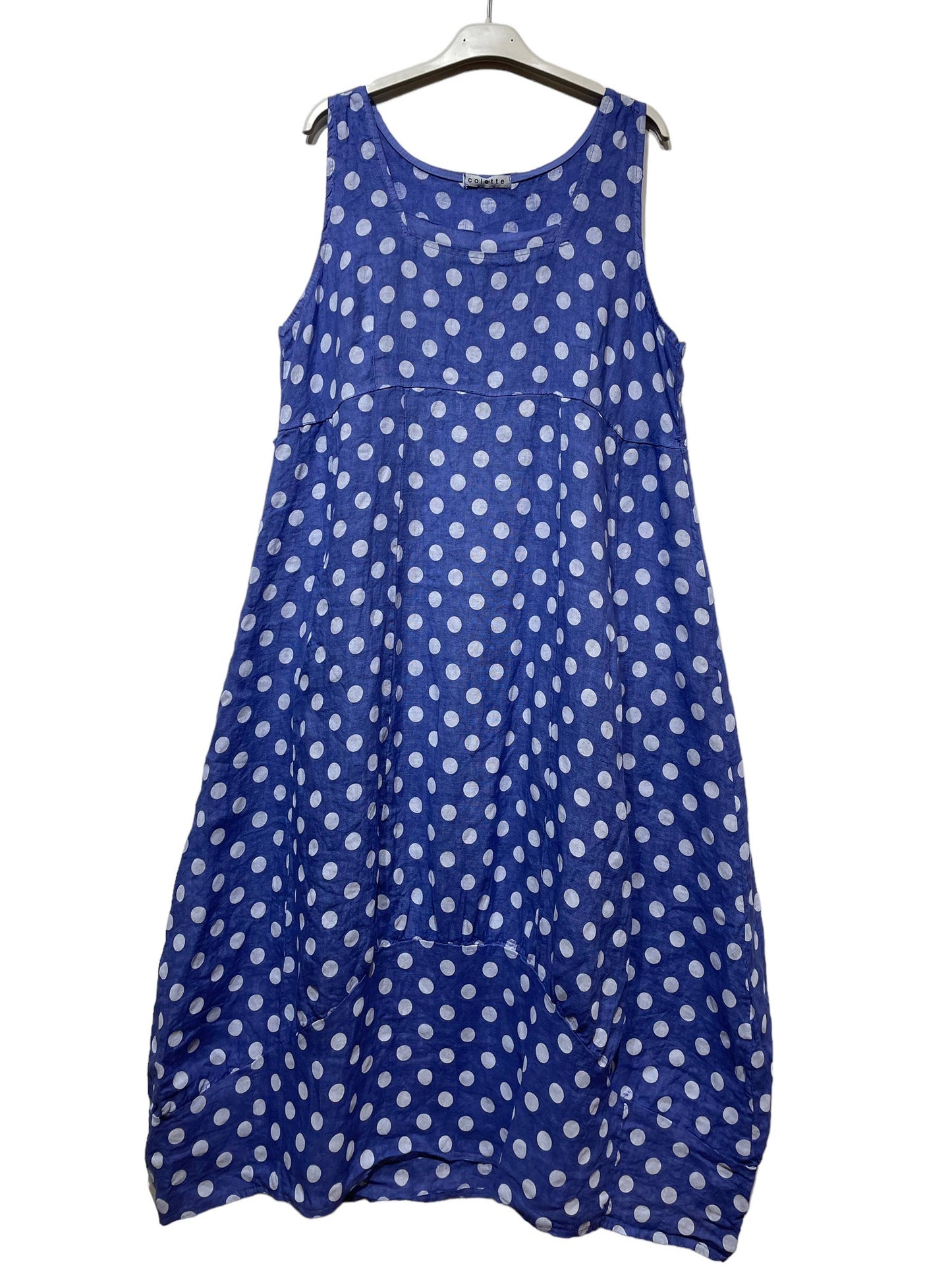 322 POLKA DOT DRESS IN LINEN SPRING SUMMER CLOTHING
