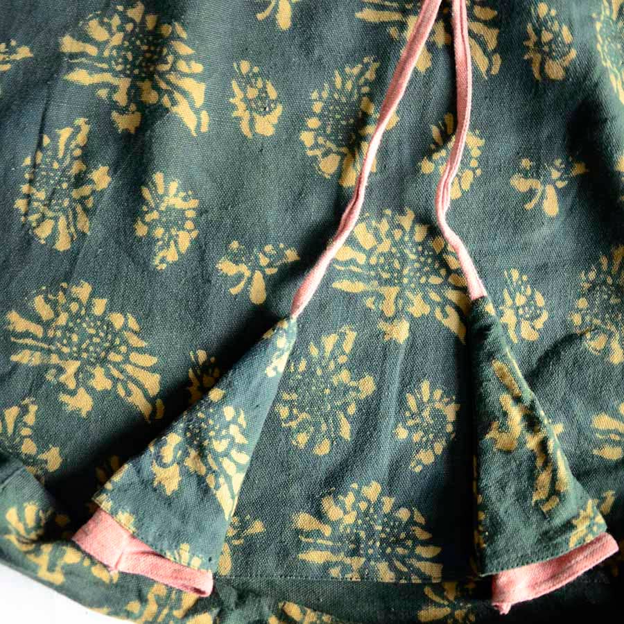 Large Organic Cotton Block Printed Bag - Marigold
