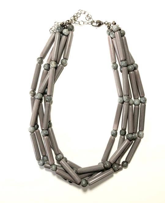 Grey Tube Beaded Sylvie Necklace
