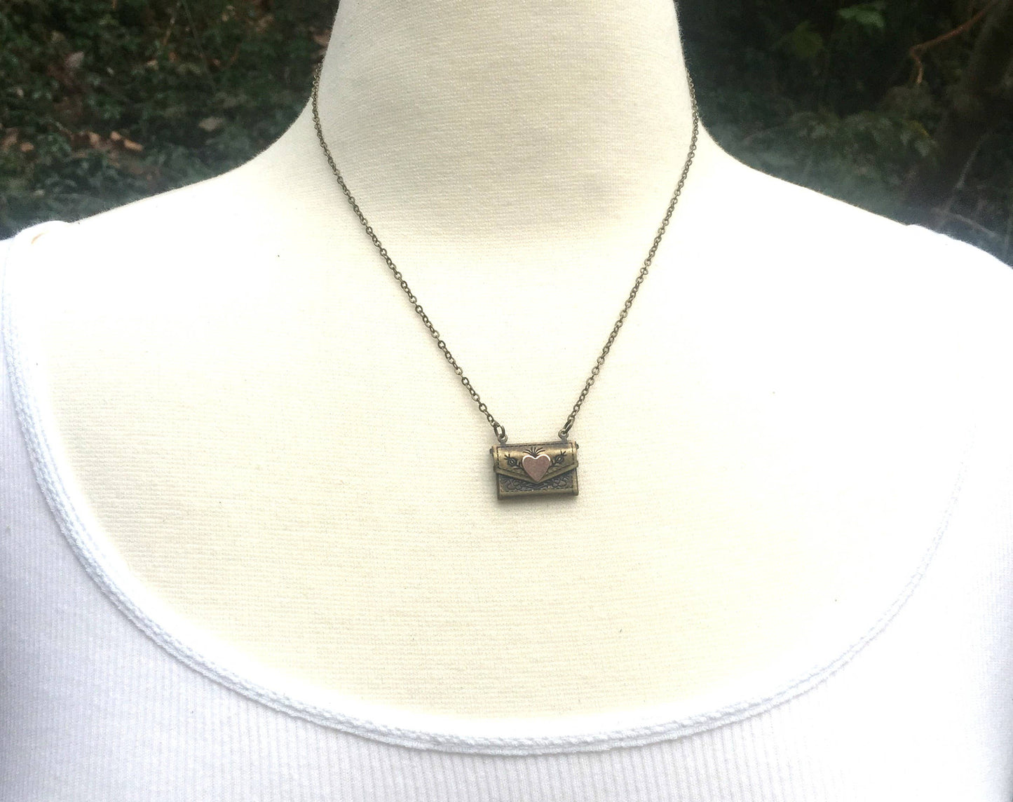 Envelope Locket Necklace LOVE Letter Secret Message 17"