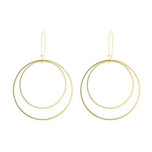 Large Double Circle Earrings : Brass or SIlvertone