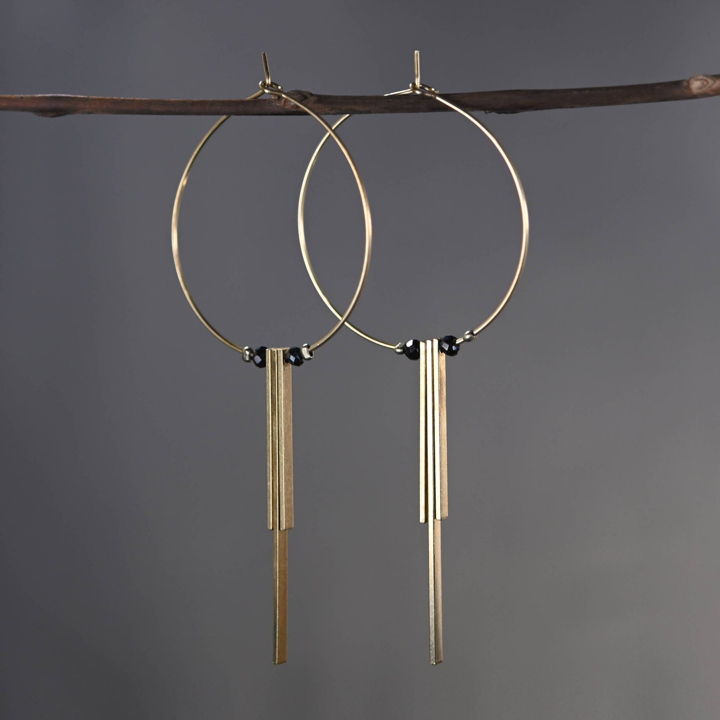 35mm Hoop with Crystals & 3 Bar Earrings