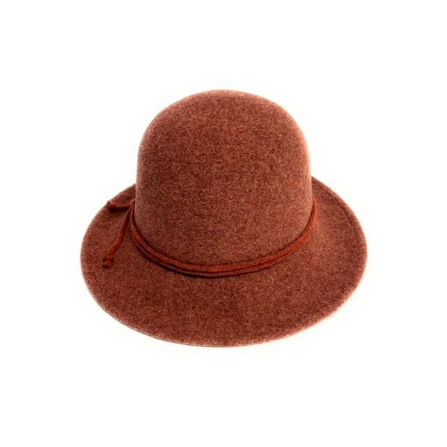 18S-1096 Boiled Wool Brim Hat with Tie And Buttons Accent