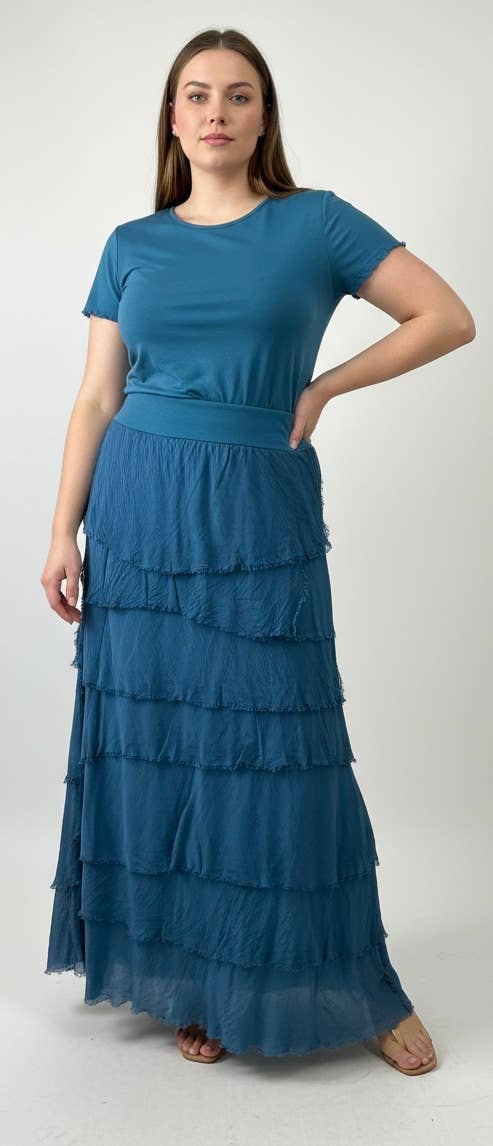 Silk Ruffle Skirt 
No Tariffs Will Be Added