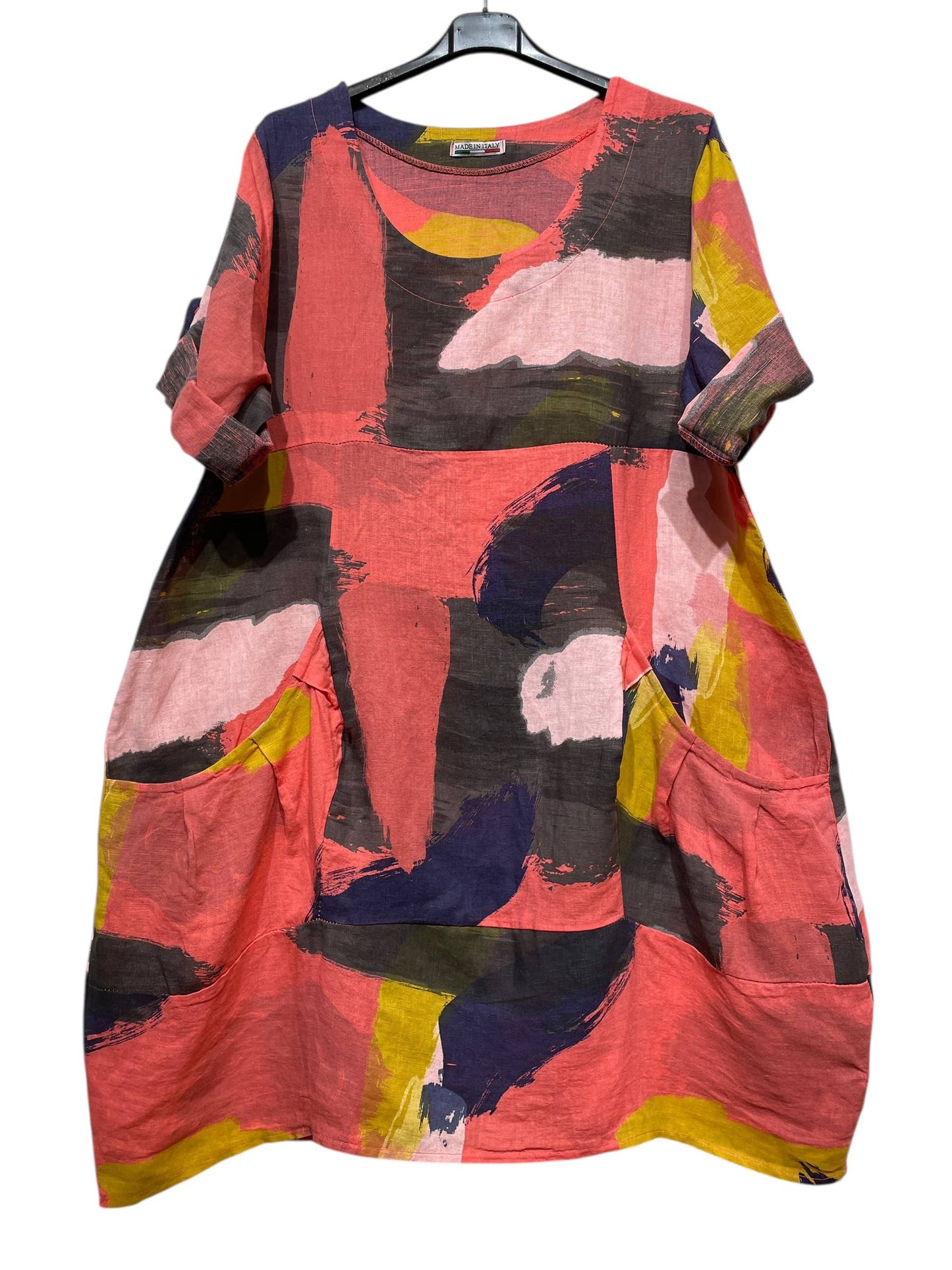 LINEN DRESS 0423 SPRING SUMMER CLOTHING ABSTRACT PATTERN