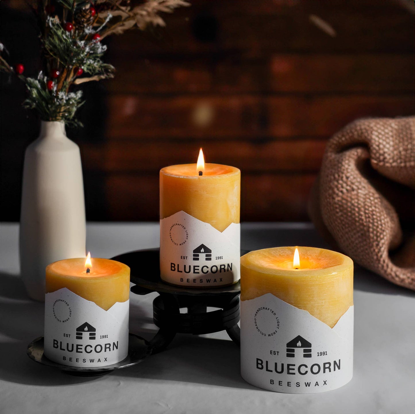Pure Beeswax Pillar Candles – Handmade in USA