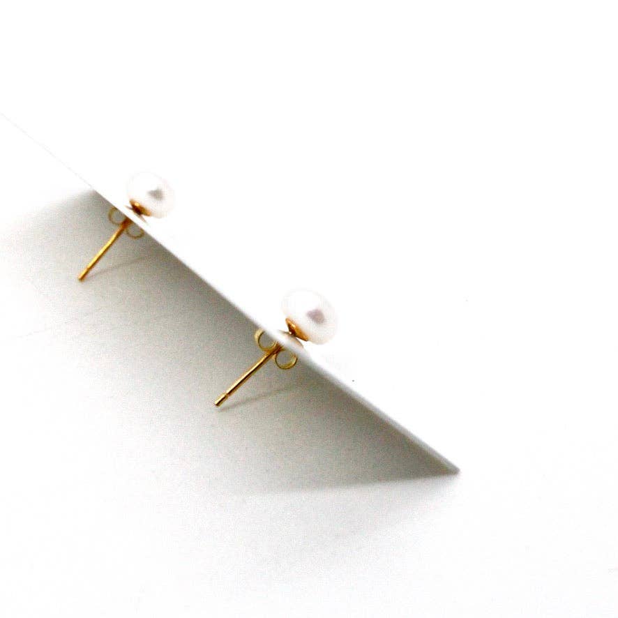 Freshwater Pearl Gold Plated Stud Earrings