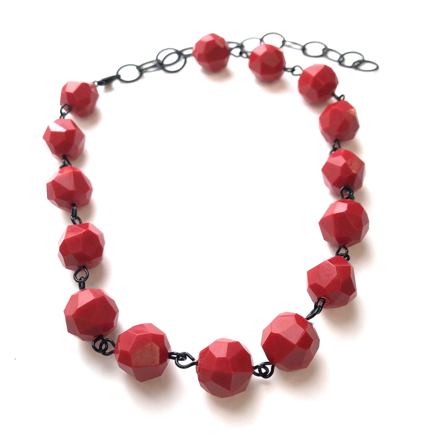 Cherry Red Faceted Bead Amelia Necklace